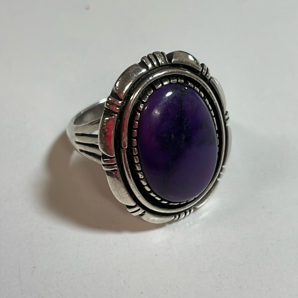 Vintage purple cabachon gemstone ring signed by artist - Picture 1 of 11